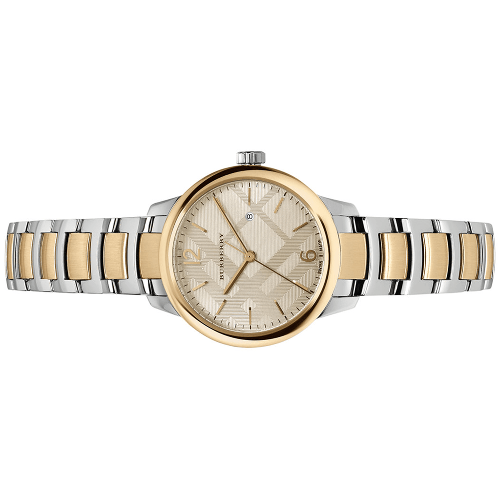 Burberry The Classic Champagne Gold Dial Two Tone Steel Strap Watch for Women - BU10118