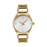 Calvin Klein Stately White Dial Gold Steel Strap Watch for Women - K3G2352W