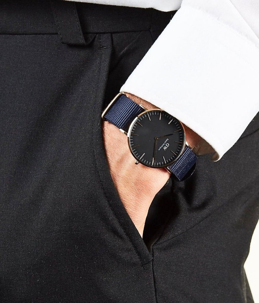 Daniel Wellington Classic Bayswater Black Dial Black NATO Strap Watch For Women - DW00100281