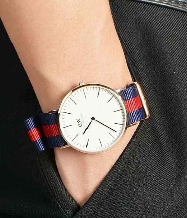 Daniel Wellington Classic Oxford White Dial Two Tone NATO Strap Watch For Men - DW00100001