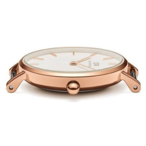 Daniel Wellington Classic Petite Bristol White Dial Brown Leather Strap Watch For Women - DW00100227