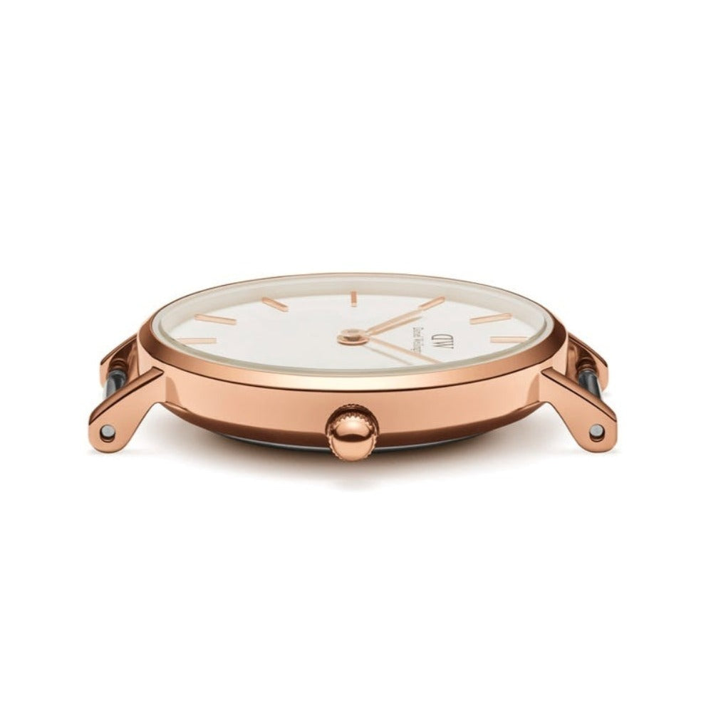 Daniel Wellington Classic Petite Dover White Dial White Nylon Strap Watch For Women - DW00100313