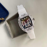 Guess Phoenix Polycarbonate Clear Multi-function Black Dial Clear Rubber Strap Watch for Men - GW0499G3