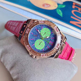 Guess Limelight Quartz Multicolor Dial Red Leather Strap Watch For Women - W0775L4