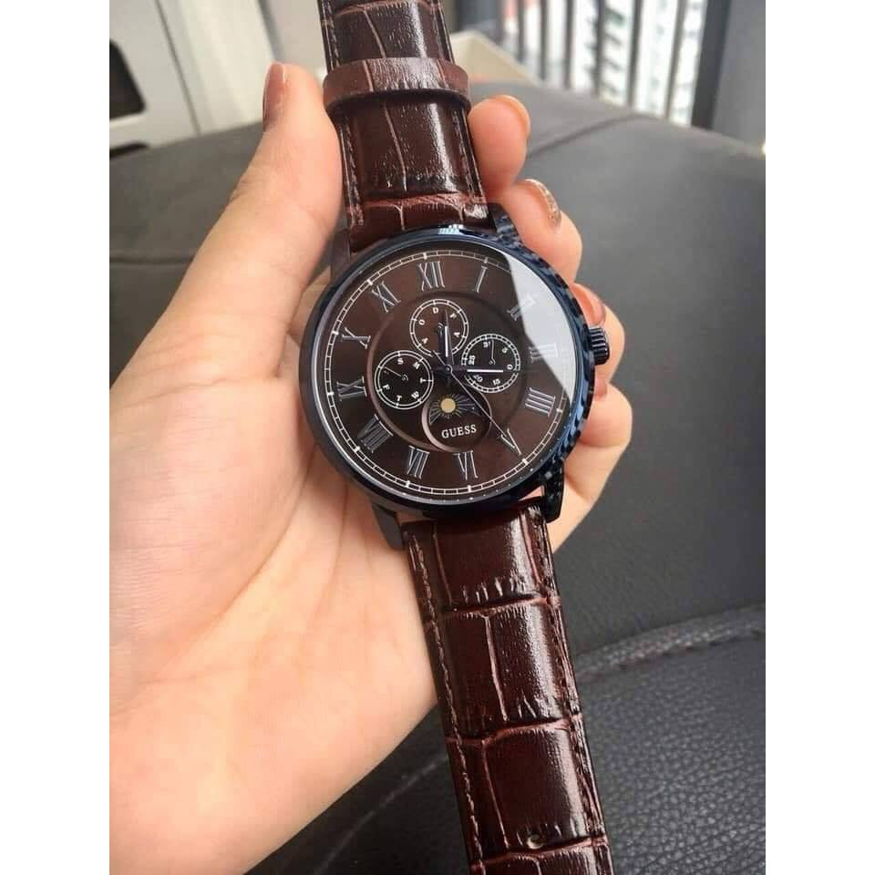 Guess Delancy Analog Brown Dial Brown Leather Strap Watch For Men - W0870G3