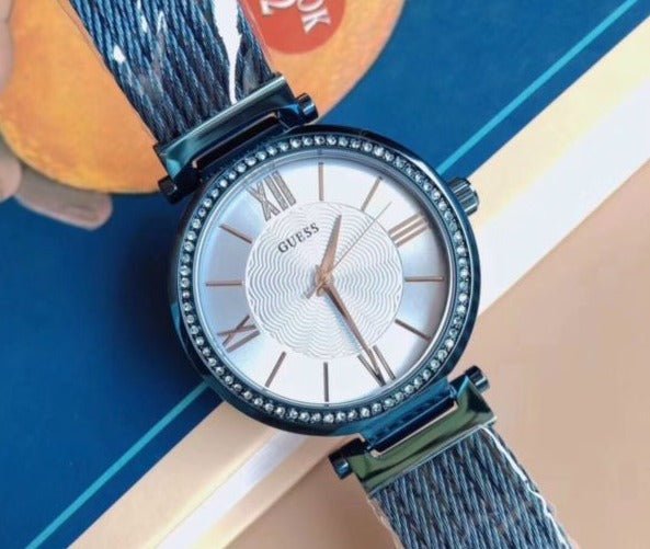 Guess Soho Diamonds Blue Dial Blue Mesh Bracelet Watch For Women - W0638L3