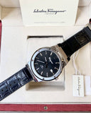 Salvatore Ferragamo F-80 Classic Black Dial Black Leather Strap Watch for Men - SFDT00619