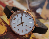 Marc Jacobs Sally White Dial Black Leather Strap Watch for Women - MBM1352