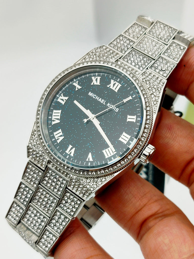 Michael Kors Channing Diamonds Black Dial Silver Steel Strap Watch for Women - MK6089