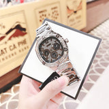 Guess Duke Glitz Black Dial Silver Steel Strap Watch For Men - GW0576G1