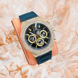 Guess Momentum Chronograph Diamonds Black Dial Black Silicone Strap Watch For Men - GW0518G2