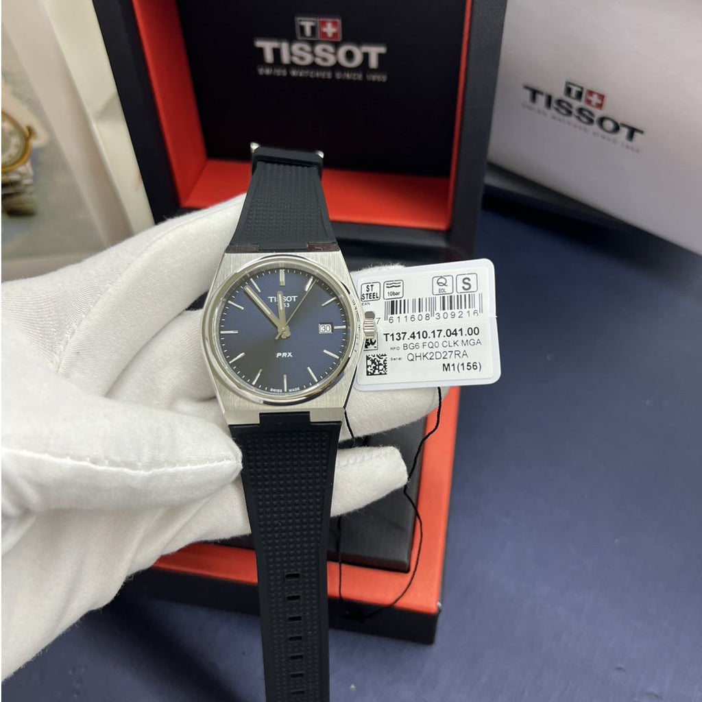 Tissot PRX Blue Dial Black Rubber Strap Watch For Men - T137.410.17.041.00
