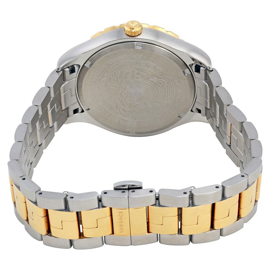 Versace Hellenyium GMT Silver Dial Two Tone Steel Strap Watch for Men - V11030015