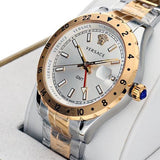 Versace Hellenyium GMT Silver Dial Two Tone Steel Strap Watch for Men - V11030015
