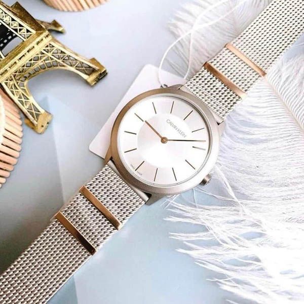 Calvin Klein Minimal Silver Dial Silver Mesh Strap Watch For Men - K3M521Y6