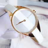 Calvin Klein Rebel White Grey Dial White Leather Strap Watch for Women - K8P236L6