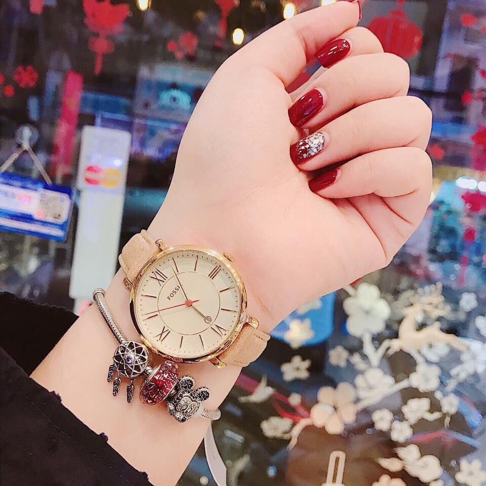 Fossil Jacqueline White Dial Brown Leather Strap Watch for Women - ES3487