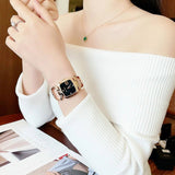 Gucci G Ladies Diamonds Black Dial Rose Gold Steel Strap Watch For Women - YA125512