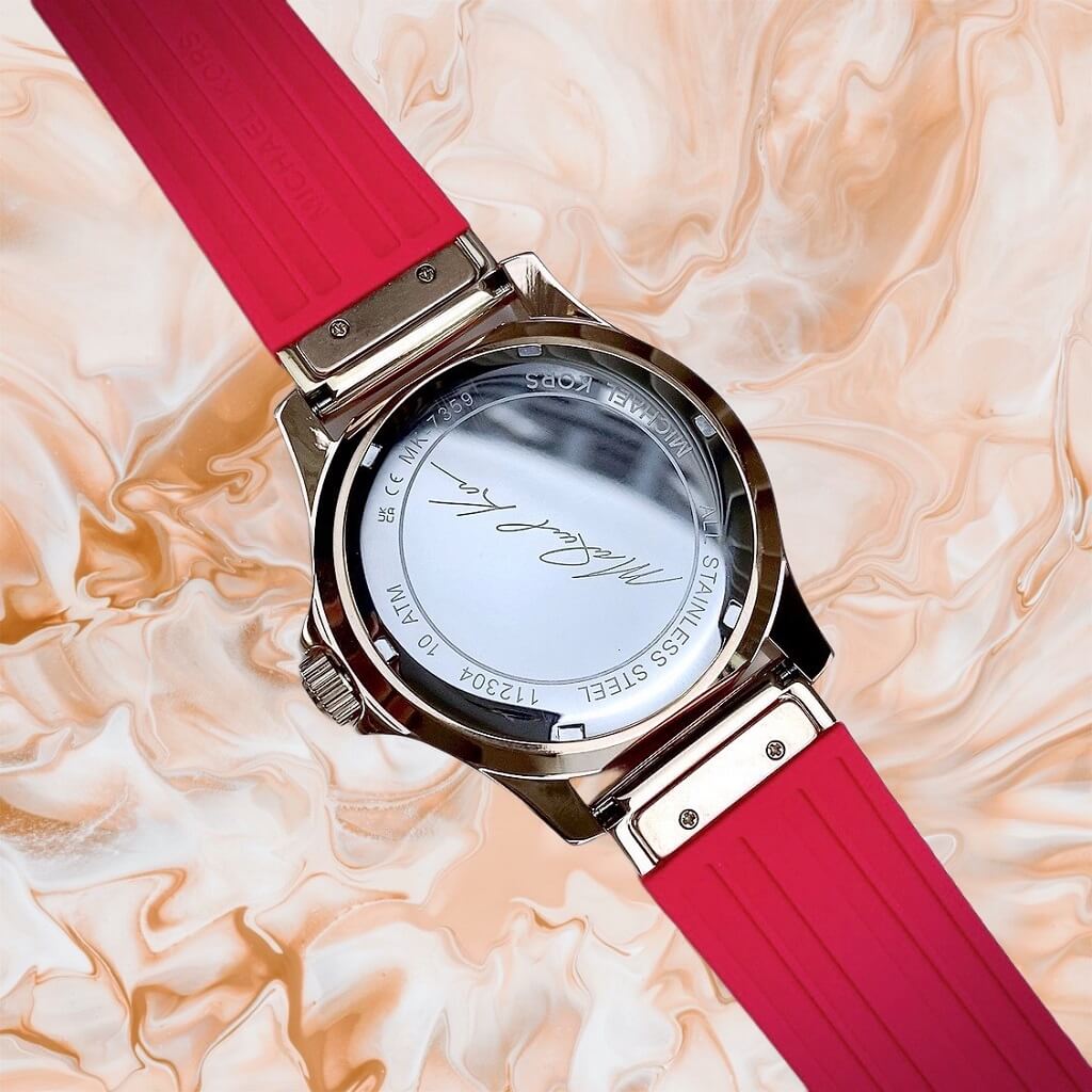 Michael Kors Everest Analog Rose Gold Dial Pink Silicone Strap Watch For Women - MK7359