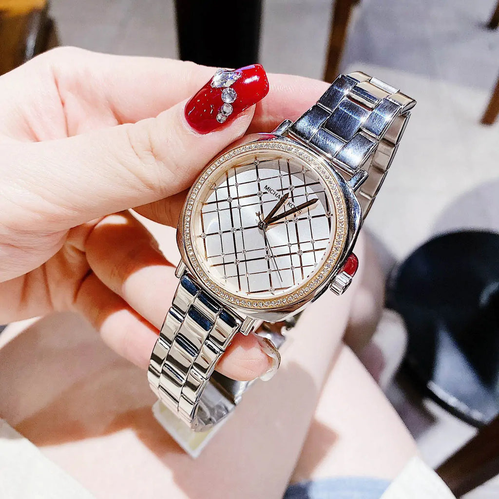 Michael Kors Nia Quartz Silver Dial Silver Steel Strap Watch For Women - MK3988