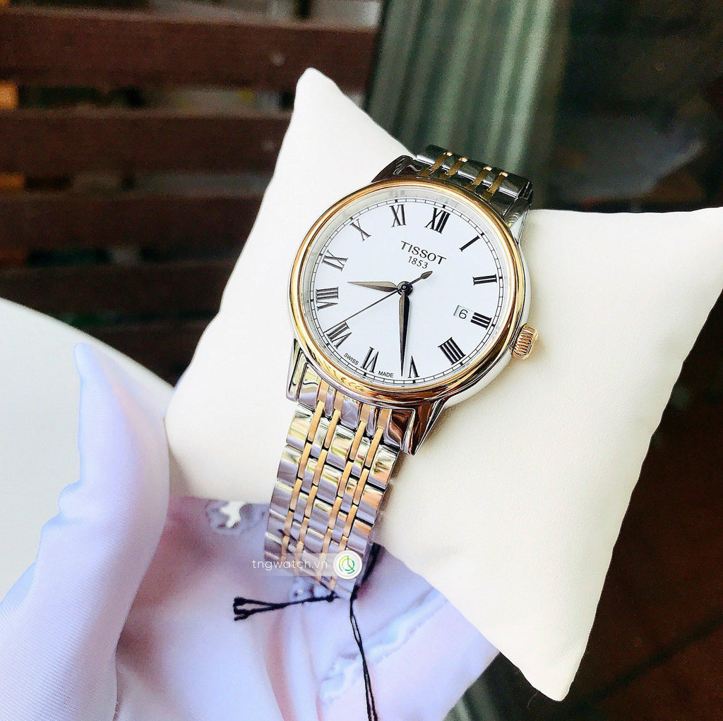 Tissot T Classic Carson Quartz White Dial Two Tone Steel Strap Watch for Men - T085.410.22.013.00