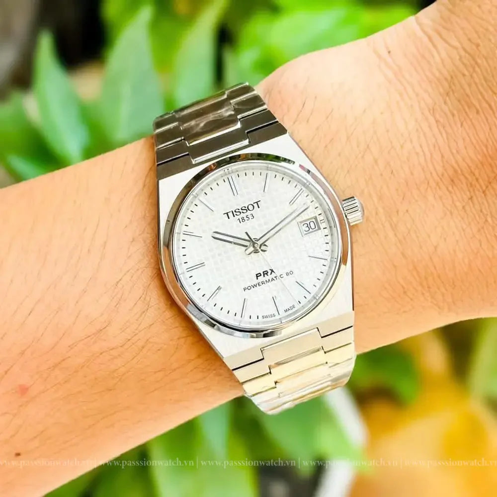 Tissot PRX Powermatic 80 White Dial Silver Steel Strap Watch for Men - T137.207.11.111.00