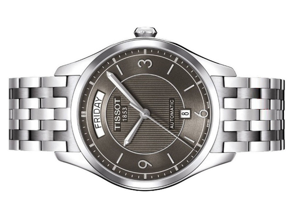 Tissot T Classic T One Automatic Grey Dial Silver Steel Strap Watch For Men - T038.430.11.067.00