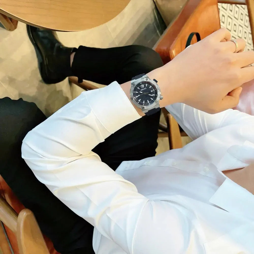 Versace Greca Diver Quartz Blue Dial Blue Rubber Strap Watch for Men - VE8G00124