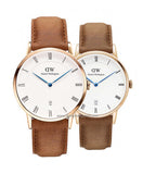 Daniel Wellington Dapper Durham White Dial Brown Leather Strap Watch For Men - DW00100115