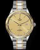 Tudor Style Automatic Gold Dial Two Tone Steel Strap Watch for Men - M12713-0001