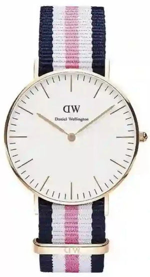 Daniel Wellington Classic South Hampton White Dial Two Tone Nylon Strap Watch For Women - DW00100034