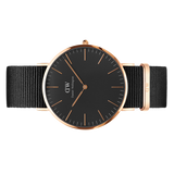 Daniel Wellington Classic Cornwall Black Dial Black Nylon Strap Watch For Women - DW00100148