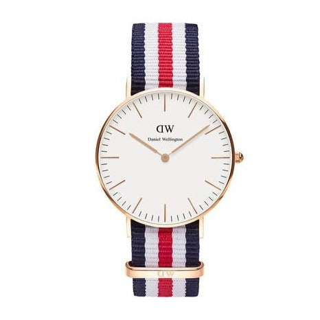 Daniel Wellington Classic Canterbury White Dial Two Tone NATO Strap Watch For Women - DW00100030
