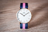 Daniel Wellington Classic Winchester White Dial Three Tone Nylon Strap Watch For Women - DW00100033