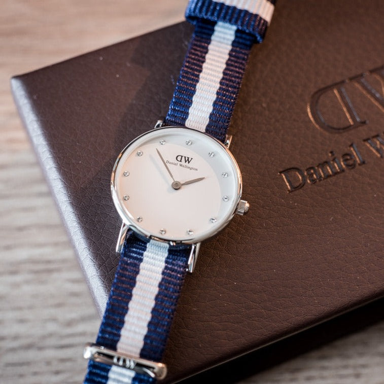 Daniel Wellington Classy Glasgow White Dial Two Tone NATO Strap Watch For Women - DW00100074