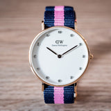 Daniel Wellington Classy Winchester White Dial Two Tone NATO Strap Watch For Women - DW00100077
