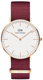 Daniel Wellington Classic Roselyn White Dial Red NATO Strap Watch For Women - DW00100271