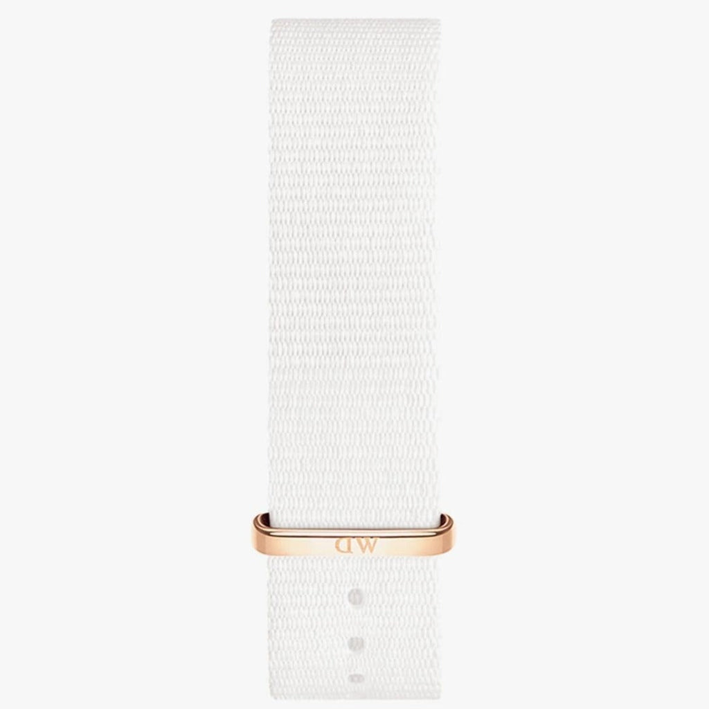 Daniel Wellington Classic Dover Black Dial White Nylon Strap Watch For Women - DW00100310