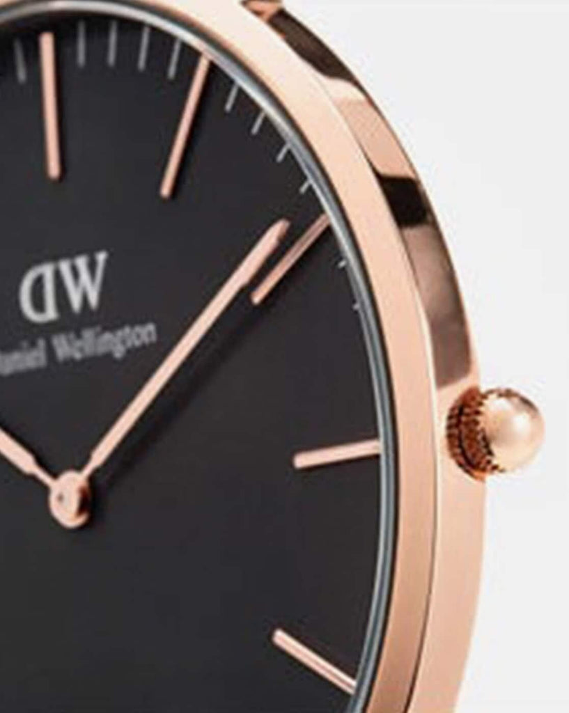 Daniel Wellington Classic Dover Black Dial White Nylon Strap Watch For Women - DW00100310