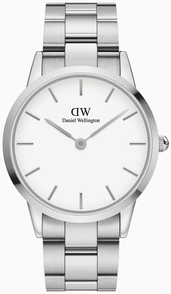 Daniel Wellington Iconic White Dial Silver Steel Strap Watch For Men - DW00100341