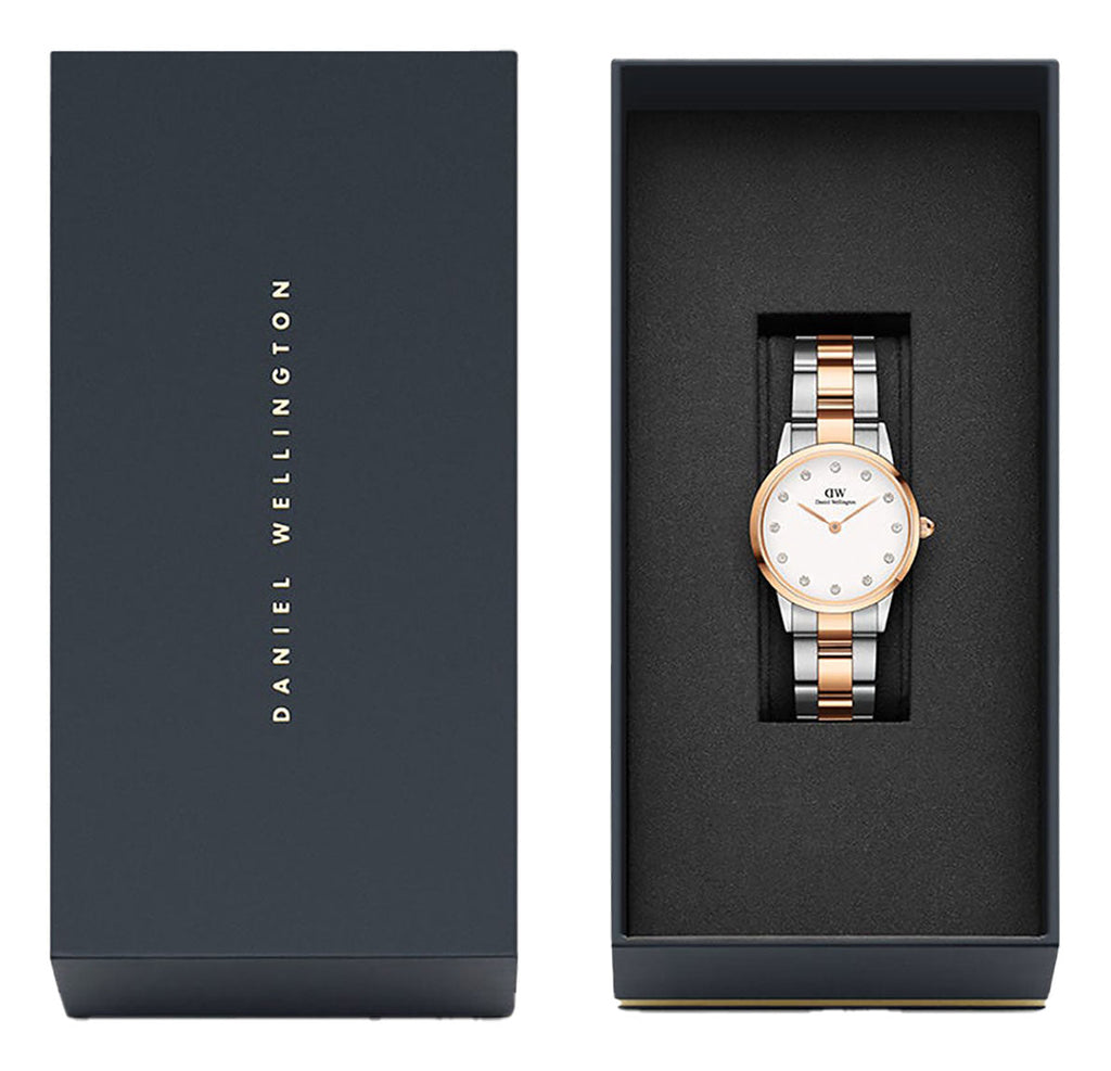 Daniel Wellington Iconic Link White Dial Two Tone Steel Strap Watch For Women - DW00100358