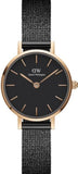Daniel Wellington Classic Petite Pressed Ashfield Black Dial Black Mesh Bracelet Watch For Women - DW00100441
