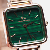 Daniel Wellington Quadro Studio Green Dial Rose Gold Mesh Strap Watch For Women - DW00100520