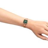 Daniel Wellington Quadro Studio Green Dial Rose Gold Mesh Strap Watch For Women - DW00100520