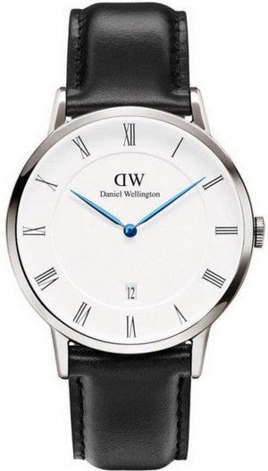Daniel Wellington Dapper Sheffield White Dial Black Leather Strap Watch For Men - DW00100088