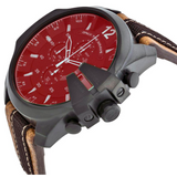 Diesel Mega Chief Quartz Black Dial Two Tone Leather Strap Watch For Men - DZ4305