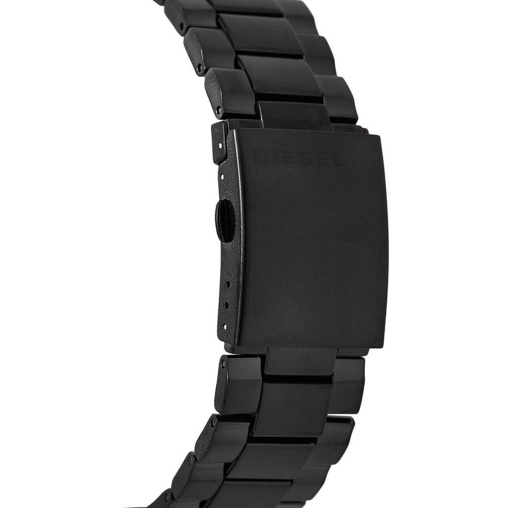 Diesel Mega Chief Chronograph Black Dial Black Steel Strap Watch For Men - DZ4355