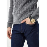 Diesel Mega Chief Chronograph Gold Dial Black Steel Strap Watch For Men - DZ4485