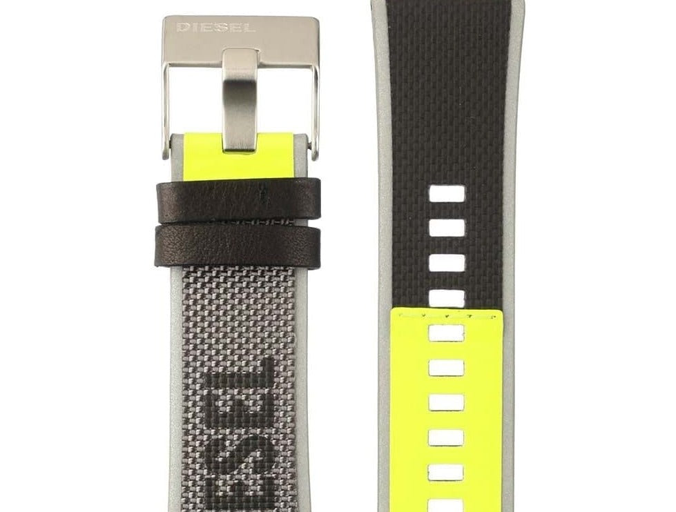 Diesel Mega Chief Chronograph Black Dial Grey Nylon Strap Watch For Men - DZ4523