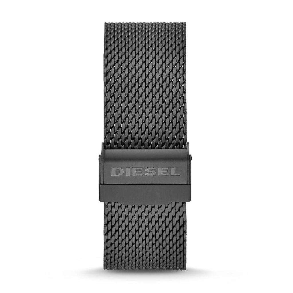 Diesel Mega Chief Chronograph Black Dial Black Mesh Strap Watch For Men - DZ4527